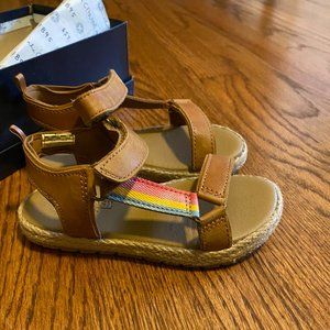 Osh Kosh Sandal size 9 rainbow and camel brown straps EUC velcro strap